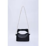 SHAKA Siyah Shk24 Soft Deri Düğüm Detaylı Zincir Askılı El Ve Omuz Çantası U:14 E:22 G:8 Cm