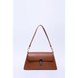 SHAKA Taba SHK153 Suni Deri Kilit Detaylı Standart Askılı Tek Bölmeli El, Kol ve Omuz Çantası U:15 E:29 G:9 cm
