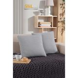 Shal Home 2'li Kırlent & Yastık Kılıfı - Gri - 44 x 44