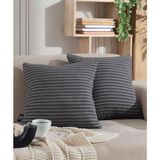 Shal Home 2'li Kırlent & Yastık Kılıfı - Siyah - 44 x 44