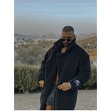 Shal Home Unisex Peluş Kaban Uzun Kol Oversize Extra Uzun Düz Kumaş Kadın Modası - Siyah