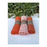 shalby 2 Bambu 1 Desenli Şal 3 lü Set Turuncu 90 x 190