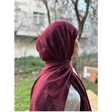 Shalby Bordo Pamuk Crash Şal Kadın Düz Desenli 75 x 185 cm Kullanım İçin Rahat Kumaş