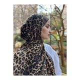 shalby Etnik Leopar Desenli Soft Pamuklu Şal Bakır Bakır 70 x 185