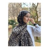 shalby Etnik Leopar Desenli Soft Pamuklu Şal Bej Bej 70 x 185
