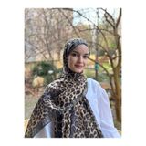 shalby Etnik Leopar Desenli Soft Pamuklu Şal Haki Hakii 70 x 185