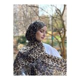 shalby Etnik Leopar Desenli Soft Pamuklu Şal Pas Yeşili Pas Yeşili 70 x 185