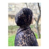 shalby Etnik Leopar Desenli Soft Pamuklu Şal Siyah Siyah 70 x 185