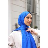 shalby Qufi Desen Kaşmir Tesettür Şal Saks Mavi sakss 70 x 180