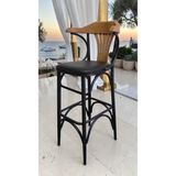Shalby Serisi 75 cm 1. Sınıf Siyah Metal Ayaklı 1. Sınıf Deri Minderli Bar Sandalyesi