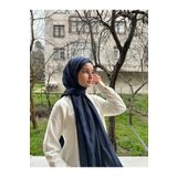 shalby Tesettür Kadın Piliseli Bambu Şal Lacivert