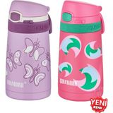Shamobo 2li Set Pipetli Çelik Termos 350ML -6 Saat Isı Yalıtımı- - Mor - Koyu Pembe