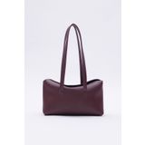 Shanta Bordo D13 Baget Minimalist Şık Ve Fonksiyonel Çıtçıtlı Uzun Askılı Günlük Kadın Omuz Çantası