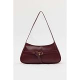 Shanta Bordo D60 Toka Detaylı Fermuarlı Minimal Tasarımlı Modern Stil Günlük Kadın Omuz ve Baget Çantası