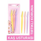 shaping beauty Kadın Kaş Usturası 3'lü Set Tırtıklı Yüz Usturası Kaş Bıyık Alma ve Yüz Tüyü Temizleme Aleti