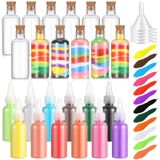 Shappy 12'li Paket Kum Sanatı Kitleri 12 Adet 2 Oz Plastik Kum Sanat Şişesi, Mantar Tıpalı, 12 Renkli Sanat Kum, Düğün Doğum Günü Partisi Dekorasyon Sanat El Sanatları Malzemeleri için 5 Mini Plastik