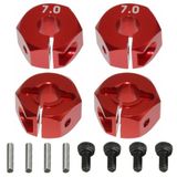 Share Goo 4 ADET Alüminyum Tekerlek Altıgen Göbekler Montaj 12 mm Tahrik Adaptörü 7 mm Kalınlık HPI HSP Redcat Tamiya Traxxas RC4WD D90 1/10 RC Araba Kamyon ile Uyumlu, Kırmızı