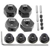 Share Goo Alüminyum 12 mm Altıgen Tekerlek Göbeği Altıgen Adaptör ve Flanşlı Kilit Somunları Traxxas 2WD Slash Rustler Stampede 1/10 RC Araba (Siyah) ile Uyumlu