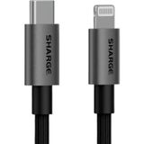 Sharge Örgülü Usb-C To Lightning 20W Apple Mfi Sertifikalı Konnektör C94 Çipli Hızlı Şarj ve 480 Mbps Veri Kablosu