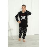 Sharin Erkek Çocuk Desenli Kışlık Welsoft Polar Pijama Takımı 7D-5916 - Antrasit - 6 Yaş