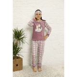 Sharin Kız Çocuk Mor Desenli Kışlık Polar Pijama Takımı 13F-20046 - 6 Yaş