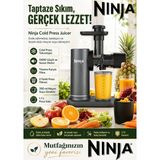 Shark Ninja Soğuk Pres Katı Meyve Sıkacağı, 150W Sessiz Motor, Tıkama Karşıtı Filtre, 2 Posa Filtresi, 700 ml Sürahi, 1.1 L Posa Kabı