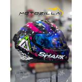 Shark Skwal I3 Hellcat Parlak Mavi Pembe Şeffaf Kask Yüksek Etkili Polikarbonat Malzeme - XL