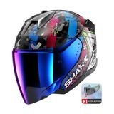 Shark Skwal I3 Jet Hellcat Pembe Mavi Yarım Kask Mavi Vizörlü ( 1 Şeffaf Vizör)