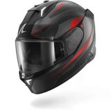 Shark Skwal İ3 Mekarıum Mat Kırmızı-Siyah-Gri Kapalı Kask (Ledli Model)