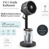 Shark Taşınabilir Şarjlı Veya Kablolu Soğuk Su Hazneli Buharlı Vantilatör Iç-Dış Mekan Uyumlu, 20 Metreye Kadar Güçlü Hava Akışı, 5 Hız ve 24 Saate Kadar Kablosuz Pratik Serinlik - Koyu Gri
