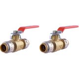 SharkBite Max 1/2 İnç Küresel Vana, Pirinç Tesisat Bağlantısı Bağlantısı için İtin, Su Kapatma, PEX Boru, Bakır, CPVC, PE-RT, HDPE, UR22222A (2 paketi)