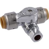 SharkBite Max 1/2 x 1/2 x 3/8 İnç Sıkıştırma Tee Durdurma Vanası, Pirinç Tesisat Bağlantı Elemanı, PEX Boru, Bakır, CPVC, PE-RT, HDPE, UR24984A