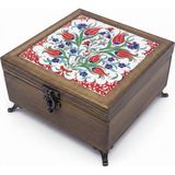 Sharp & Art Ahşap Takı ve Anahtar Saklama Kutuları, Seramik Karo ve Kadife Astarlı 50 Farklı Desen Seçeneği - model 0