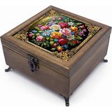 Sharp & Art Ahşap Takı ve Anahtar Saklama Kutuları, Seramik Karo ve Kadife Astarlı 50 Farklı Desen Seçeneği - model 7