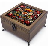 Sharp & Art Ahşap Takı ve Anahtar Saklama Kutuları, Seramik Karo ve Kadife Astarlı 50 Farklı Desen Seçeneği - model 9