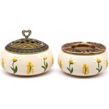 Sharp & Art Seramik El Işlemesi Küllük ve Şekerlik Seti (12 Cm) - Sarı