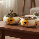 Sharp & Art Seramik El Işlemesi Küllük ve Şekerlik Seti (12 Cm) - Turuncu