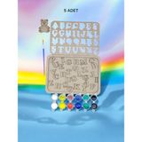 Sharp & Art Sharp&art Ahşap Puzzle Alfabe ve Rakamlar Boyama Seti, Çocuklar Boyayarak Öğrensinler Diye... - 5 li Harfler Set
