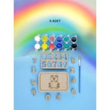 Sharp & Art Sharp&art Ahşap Puzzle Alfabe ve Rakamlar Boyama Seti, Çocuklar Boyayarak Öğrensinler Diye... - 5 li Rakamlar Set