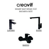Sharp Mat Siyah Batarya Seti 3’lü Banyo-Lavabo-Evye