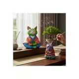 Sharp&Art Yoga Yapan Kedi Ve Köpek Boyama Seti – Yaratıcı Sanat Etkinliği Yada Dekoratif Heykel Beyaz - Boyama Seti