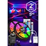 SHAVER Şerit Led 5 Mt 300 Led Kumandalı 16 Renkli Silikon Yapışkanlı Adaptörlü Iç Ve Dış Mekan Aydınlatma