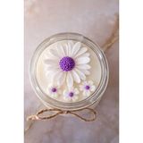 Shaymia Natural Kokulu Dekoratif Papatya Soya Mum – Cam Kavanoz-El Yapımı Hediyelik Mum-Renk Seçenekli-Shaymia Gifts - Mor - Beyaz - 1
