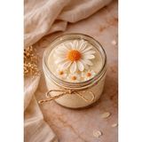 Shaymia Natural Kokulu Dekoratif Papatya Soya Mum – Cam Kavanoz-El Yapımı Hediyelik Mum-Renk Seçenekli-Shaymia Gifts - Turuncu - Beyaz - 1