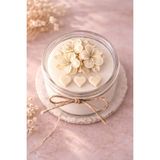 Shaymia Natural Kokulu Dekoratif Soya Mum Cam Kavanoz Çiçek Tasarım-El Yapımı Hediyelik-Renk Seçenekli-Shaymia Gifts - Beyaz - Krem - 1