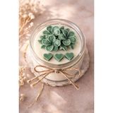 Shaymia Natural Kokulu Dekoratif Soya Mum Cam Kavanoz Çiçek Tasarım-El Yapımı Hediyelik-Renk Seçenekli-Shaymia Gifts - Yeşil - Beyaz - 1