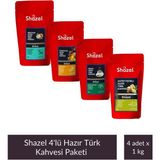 Shazel Aromalı Türk Kahvesi Paketi 1 kg x 4 Adet (Portakal,nane,hindistan Cevizi,antep Fıstığı)