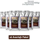 Shazel Efendy Geleneksel Türk Kahvesi | Orta Kavrulmuş | Öğütülmüş | Doypack | 1000 gr | 6 Adet