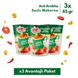 Shazel Hazır Makarna | Acılı Arabiata Çabuk Makarna | 65 gr | 3'lü Avantaj Paketi
