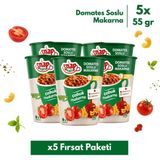 Shazel Hazır Makarna | Domates Soslu Çabuk Makarna | 65 gr | 5'li Fırsat Paketi